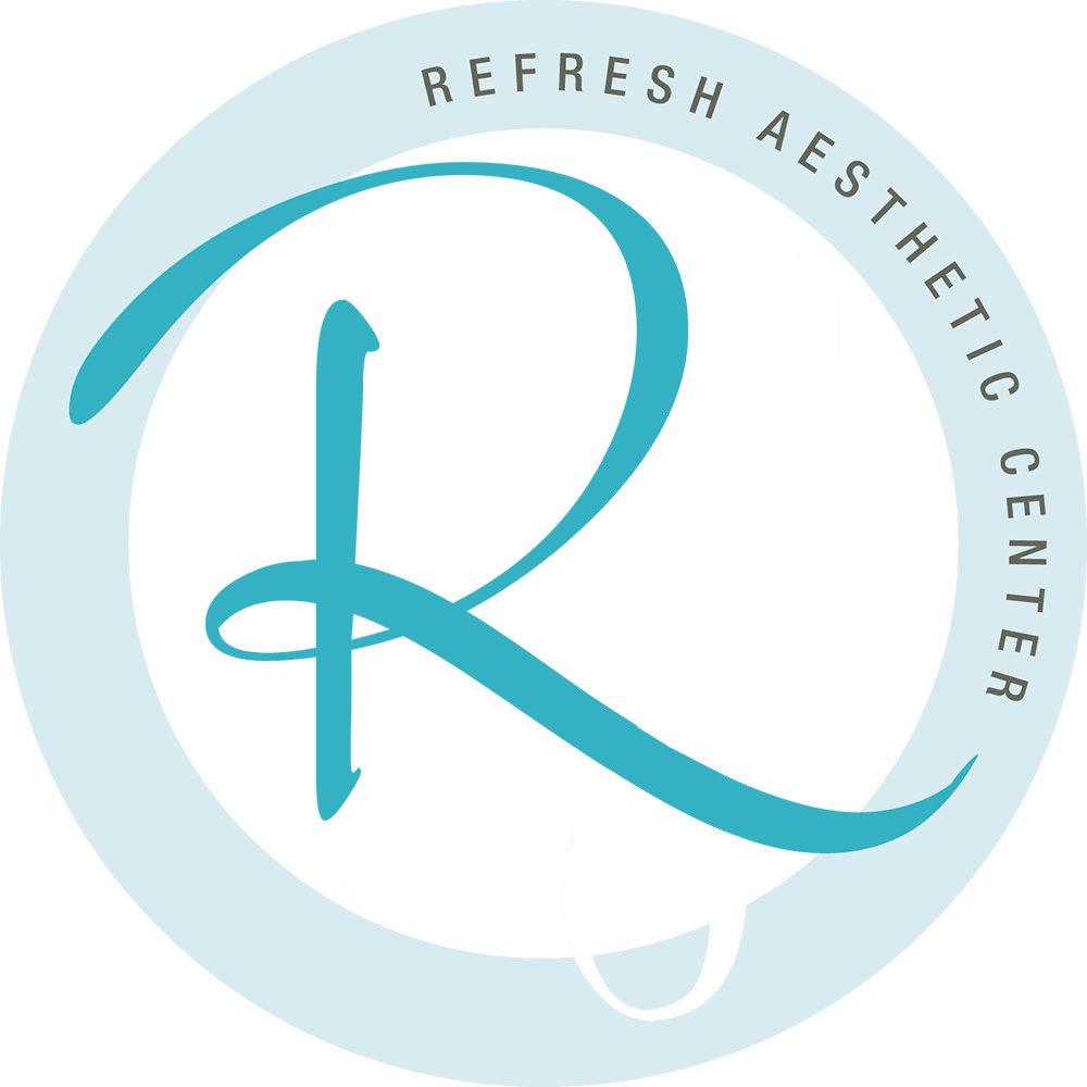 Refresh Aesthetics Center badge, Whitefish Bay, WI, 414.964.1111